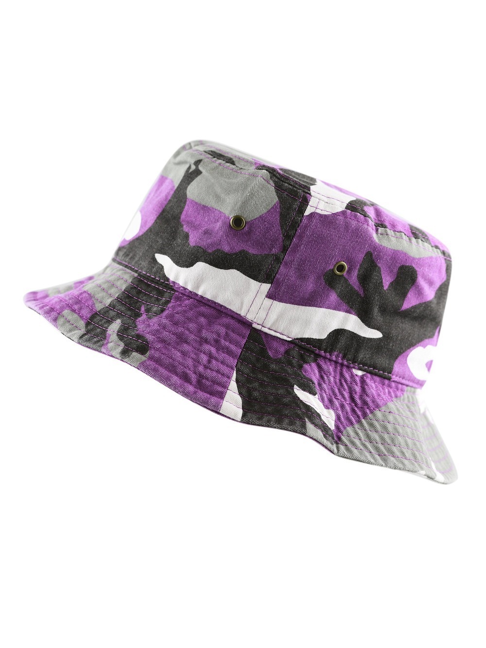 Cotton Bucket Hat Packable Sun Hat – Unisex Summer | Purple Camo | Size L-XL